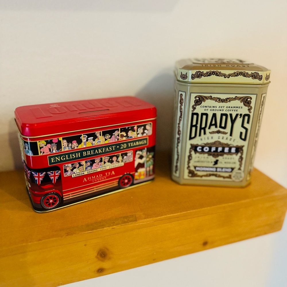 Ahmad Tea Red Tin and Brady's Coffee Cream Tin Set